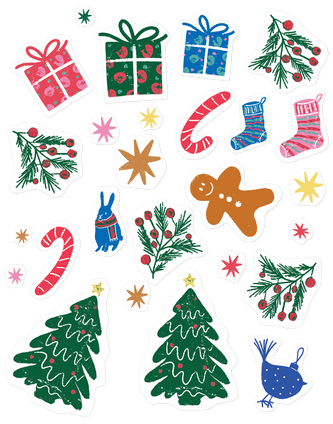 Folk Christmas semi-permanent tattoo decal sheet