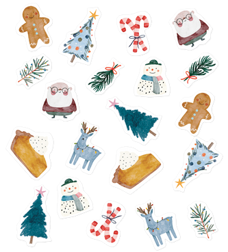 Watercolor Christmas semi-permanent tattoo decal sheet