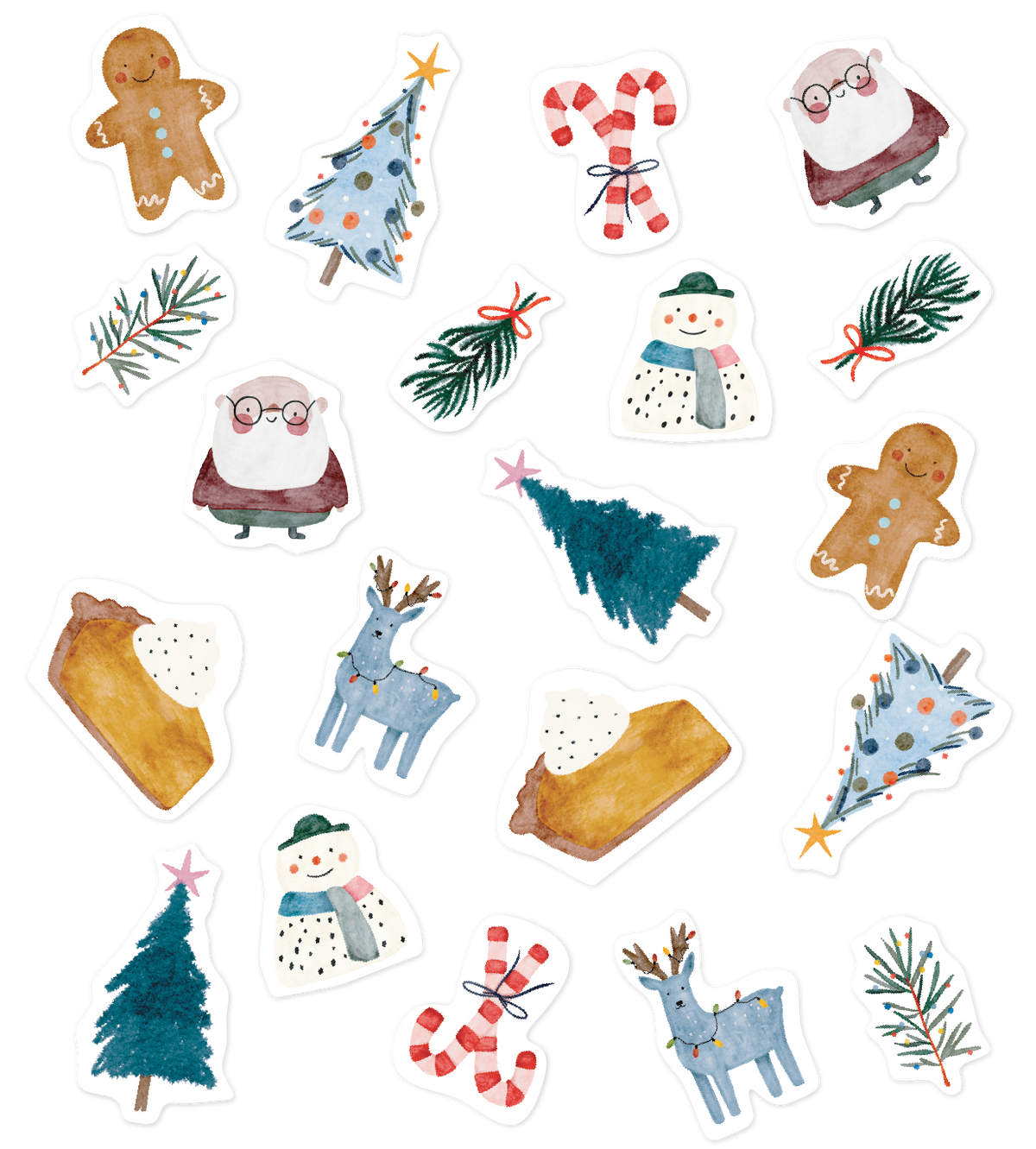 Watercolor Christmas semi-permanent tattoo decal sheet