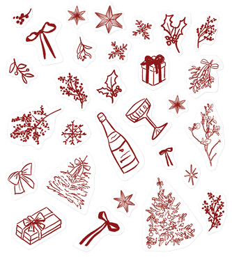 Christmas Doodles semi-permanent tattoo decal sheet