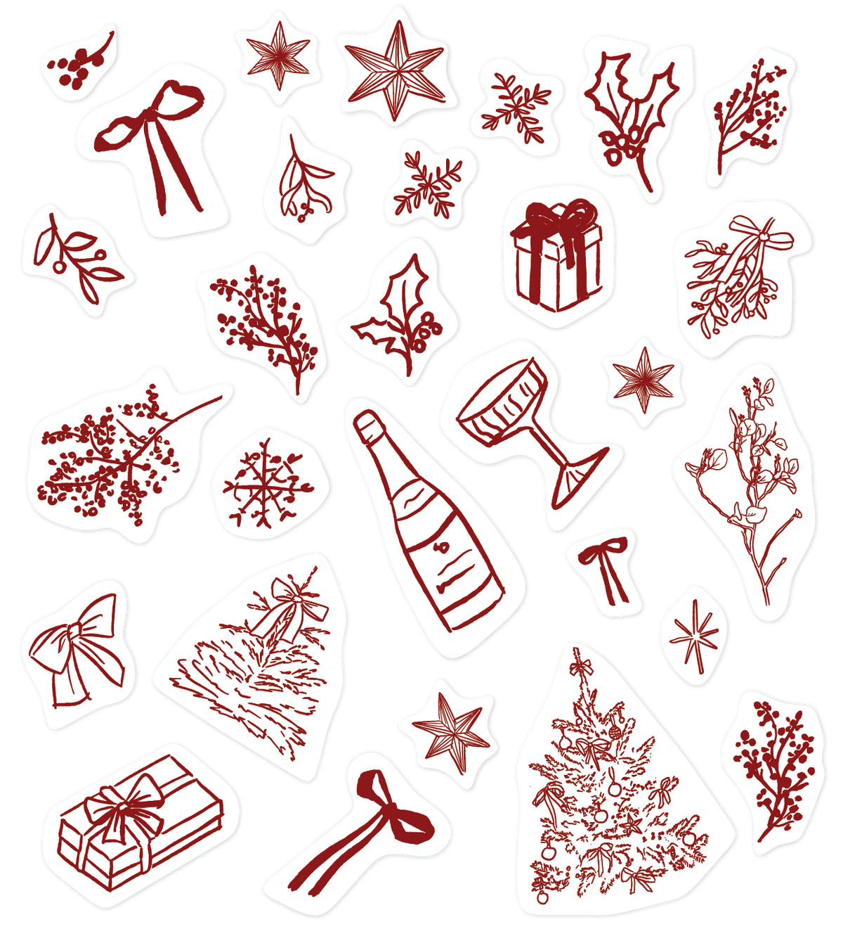 Christmas Doodles semi-permanent tattoo decal sheet