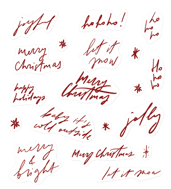 Christmas Script semi-permanent tattoo decal sheet