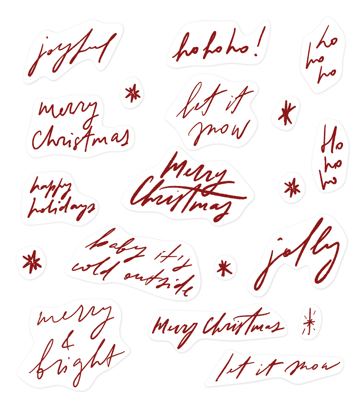 Christmas Script semi-permanent tattoo decal sheet