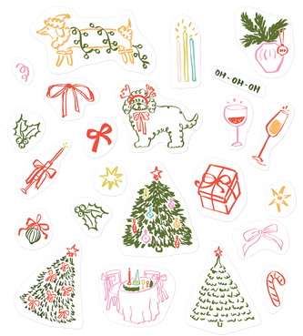 One-Line Christmas semi-permanent tattoo decal sheet